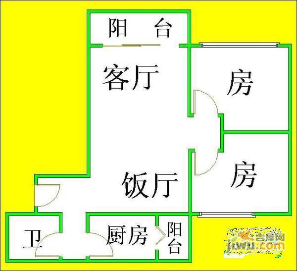 富力朗逸轩2室2厅1卫76㎡户型图