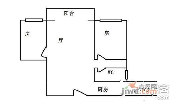 富力朗逸轩2室2厅1卫76㎡户型图