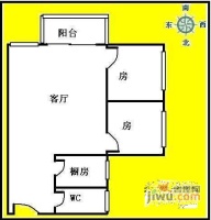 银建楼2室2厅1卫75㎡户型图
