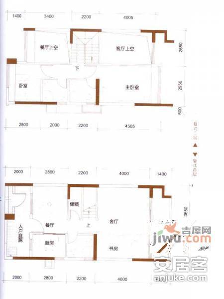 广园东东方名都3室2厅3卫114㎡户型图