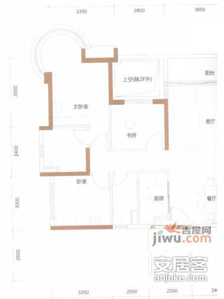 广园东东方名都3室2厅2卫99㎡户型图