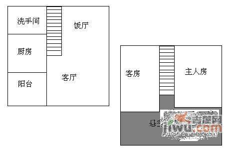 世港国际公寓2室2厅1卫48㎡户型图