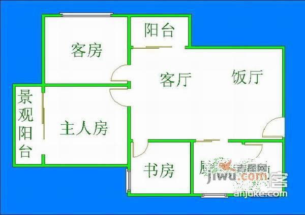 鸿福大厦3室2厅1卫户型图