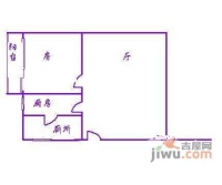 盘福社区1室1厅1卫43㎡户型图