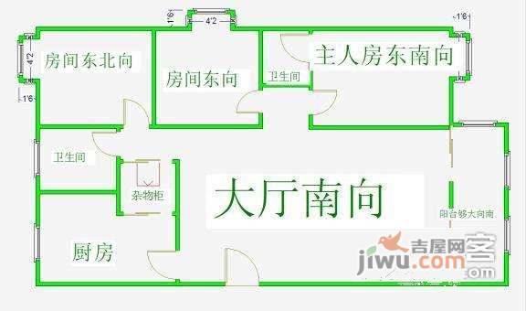 紫丹阁3室2厅2卫96㎡户型图