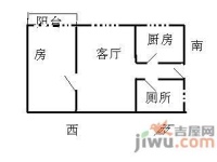雅骏花园1室1厅1卫45㎡户型图