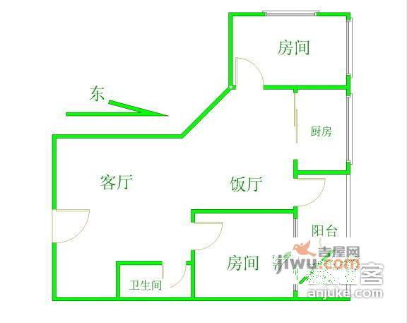 文苑花园2室1厅1卫70㎡户型图