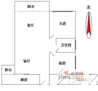 城启逸蓝华庭2室1厅1卫户型图