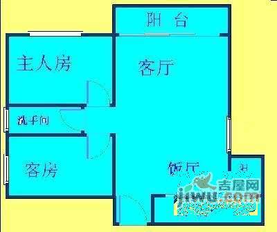 城启逸蓝华庭2室1厅1卫户型图