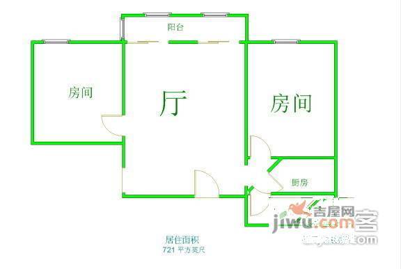 天汇大厦2室1厅1卫80㎡户型图