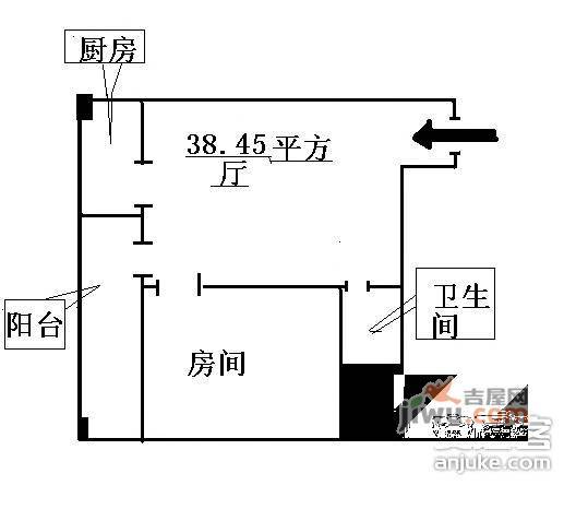 喜洋居1室1厅1卫户型图