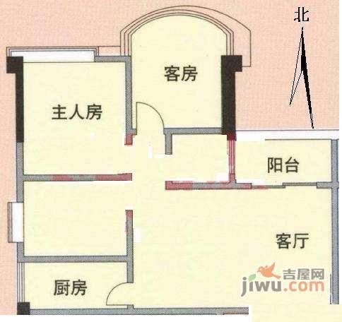 喜洋居3室2厅1卫84㎡户型图