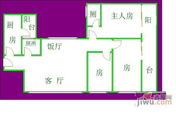 润汇大厦3室2厅2卫116㎡户型图