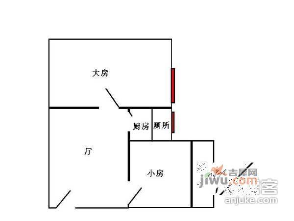 文昌花苑2室1厅1卫62㎡户型图