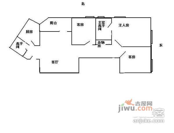 怡侨大厦3室2厅2卫105㎡户型图