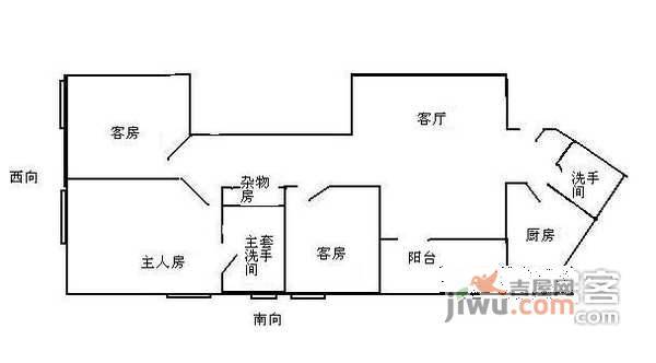 怡侨大厦3室2厅2卫105㎡户型图