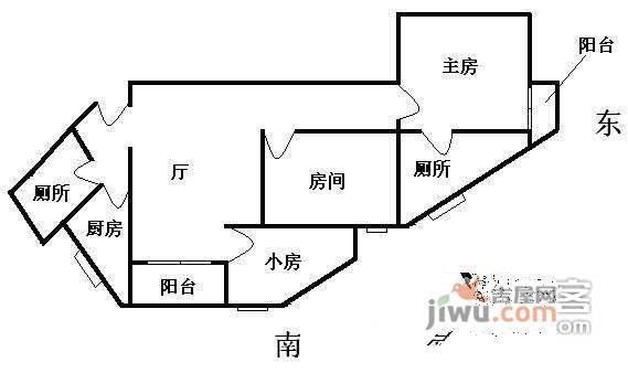 怡侨大厦3室2厅2卫105㎡户型图