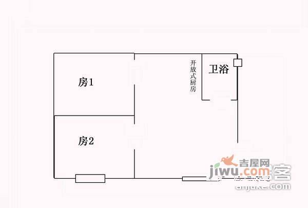 宝岗大道小区2室1厅1卫72㎡户型图