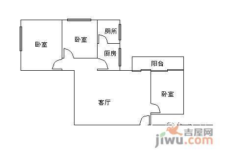 六福华庭3室2厅1卫户型图