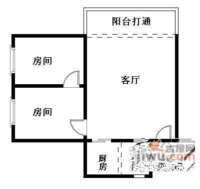 梅园阁2室1厅1卫75㎡户型图