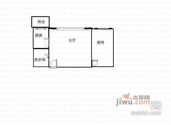 天鹅湾1室1厅1卫48㎡户型图