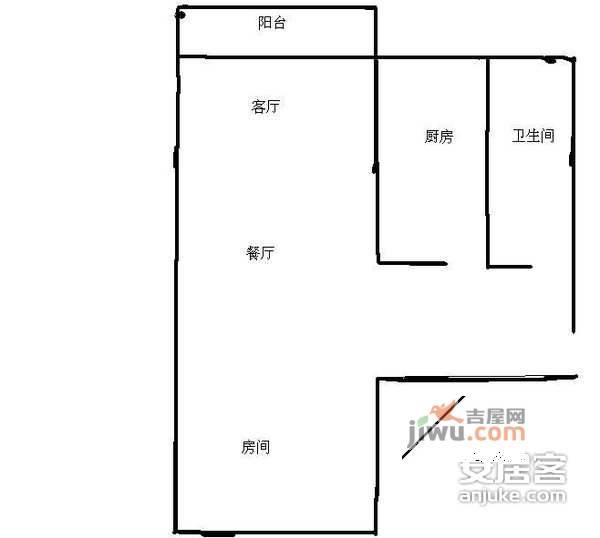 天鹅湾1室1厅1卫48㎡户型图