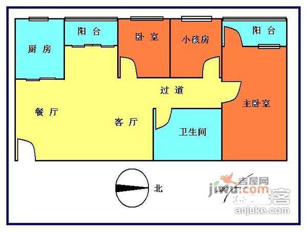 北秀花园3室2厅1卫户型图