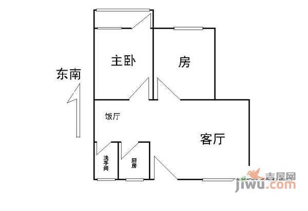 天河东路小区2室2厅1卫80㎡户型图