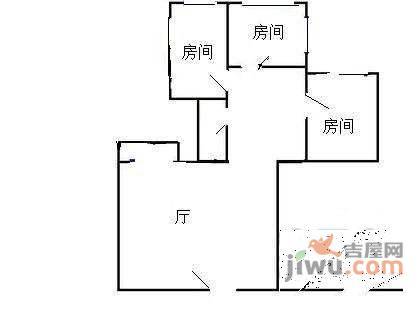 天河东路小区3室2厅1卫88㎡户型图