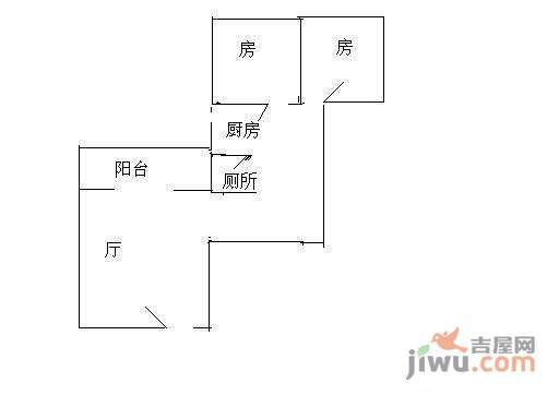 天河东路小区2室2厅1卫80㎡户型图