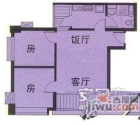 富力广场T区2室1厅1卫76㎡户型图