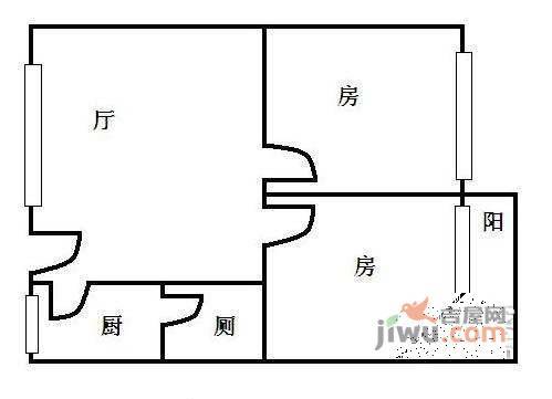 沙园2室1厅1卫70㎡户型图