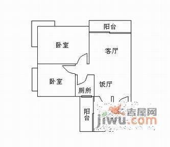 鸿辉阁2室2厅1卫72㎡户型图