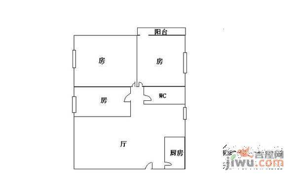 高教花园3室2厅1卫户型图