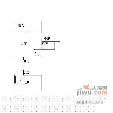 赤岗路小区3室2厅1卫80㎡户型图