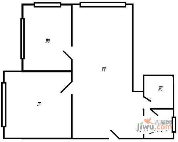 东华东路小区2室1厅1卫76㎡户型图