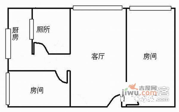 东华东路小区2室1厅1卫76㎡户型图