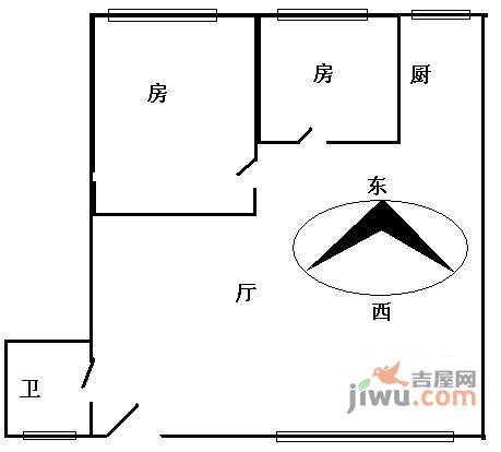 东华东路小区2室1厅1卫76㎡户型图