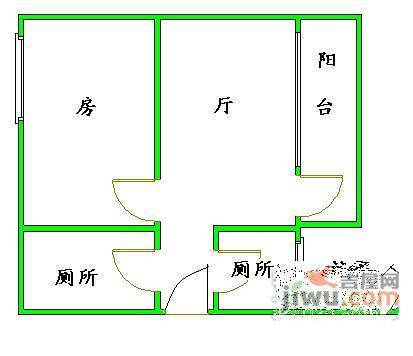 杏园小区1室1厅1卫53㎡户型图