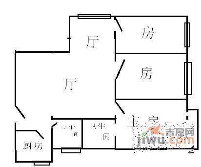 宝岗大厦3室2厅1卫98㎡户型图