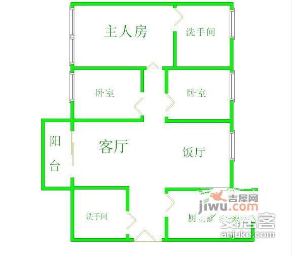 盈佳花园3室2厅2卫户型图