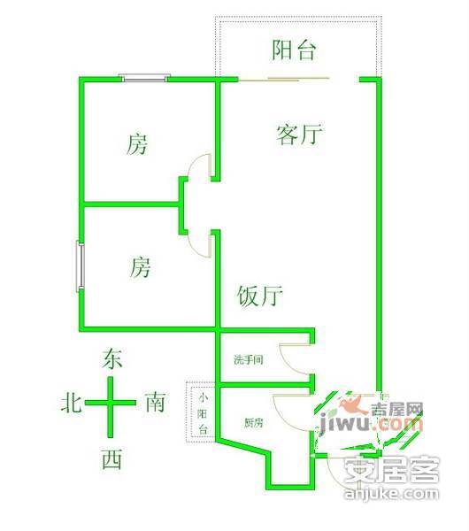 盈佳花园2室2厅1卫户型图