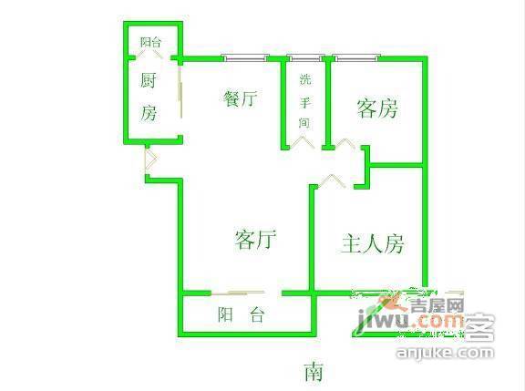 盈佳花园2室2厅1卫户型图