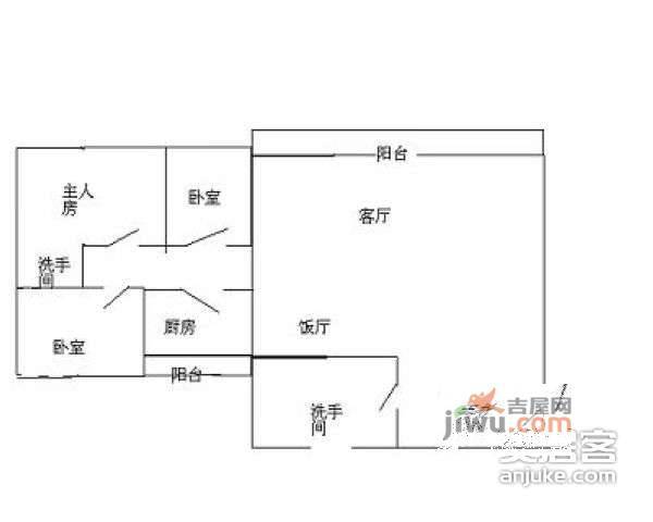 盈佳花园3室2厅1卫户型图