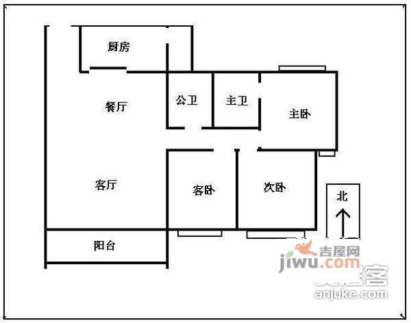 锦绣生态园3室2厅2卫114㎡户型图