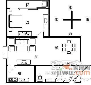 宝盛园1室1厅1卫47㎡户型图