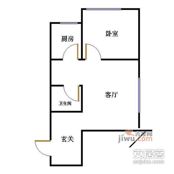 五羊新城B区2室1厅1卫户型图