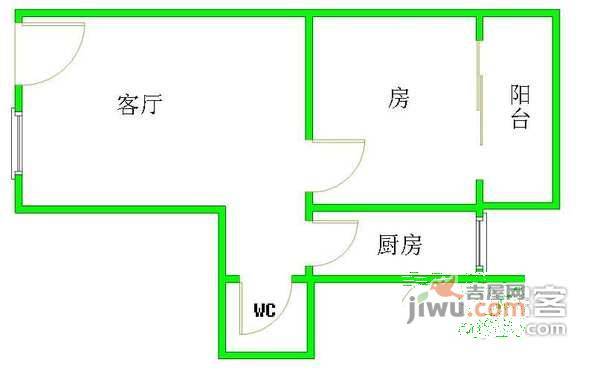 雅景苑1室1厅1卫48㎡户型图