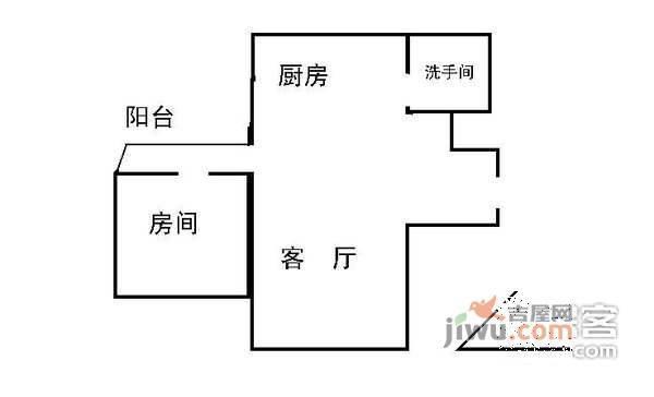 雅景苑1室1厅1卫48㎡户型图