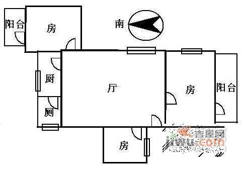 国龙大厦3室2厅1卫户型图